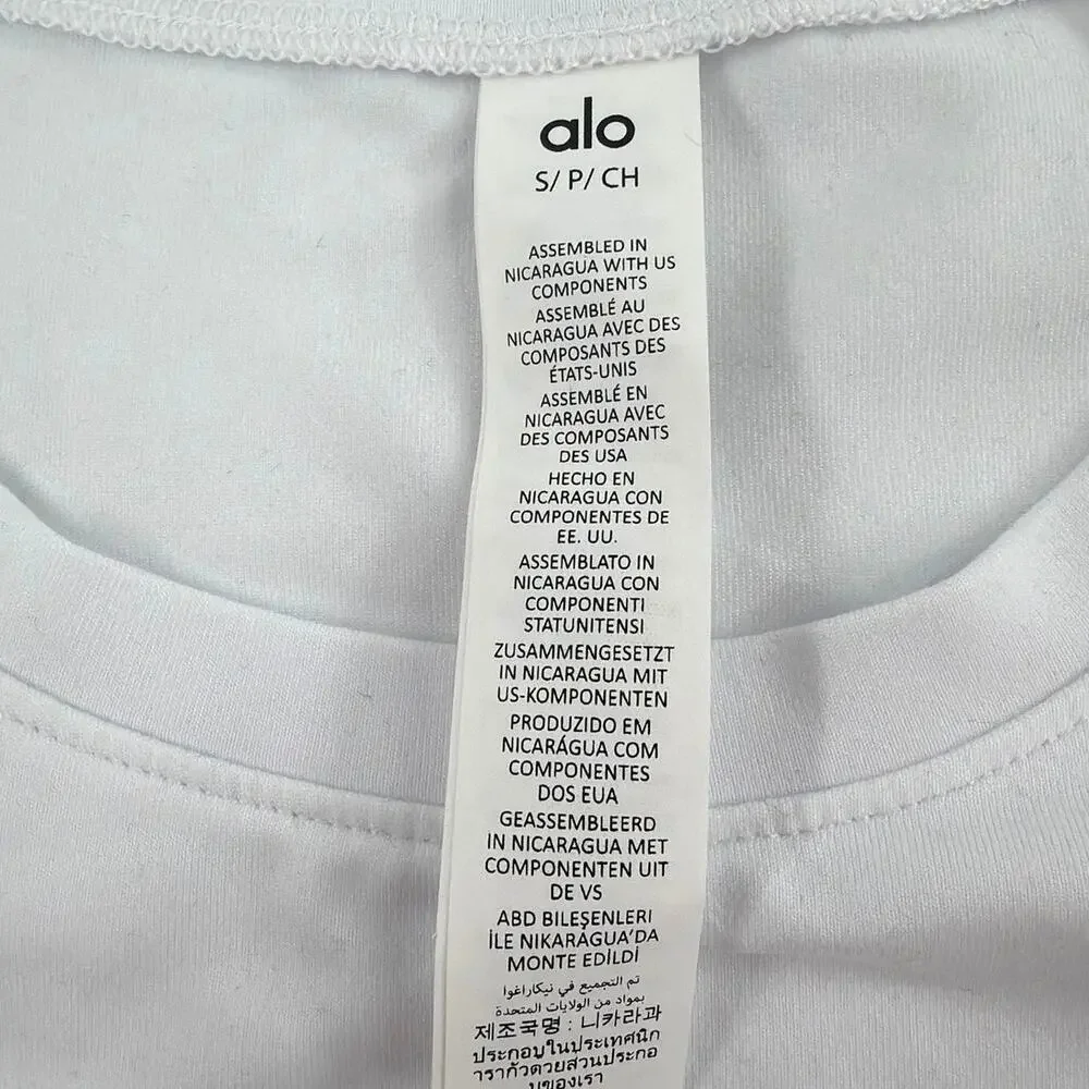 Alo Yoga White Alosoft Crop Finesse Short Sleeve Tee Size S